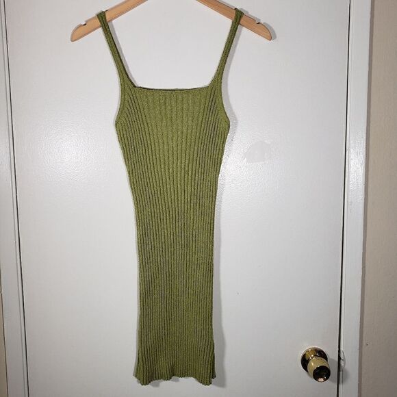 Urban Outfitters BDG Green Ribbed Bodycon Sleeveless Midi Size L - Picture 1 of 6